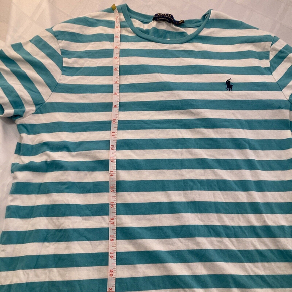 Polo Youth Ralph Lauren Stripped T-shirt Size Large Tees Short Sleeve Slim Fit - Picture 7 of 10